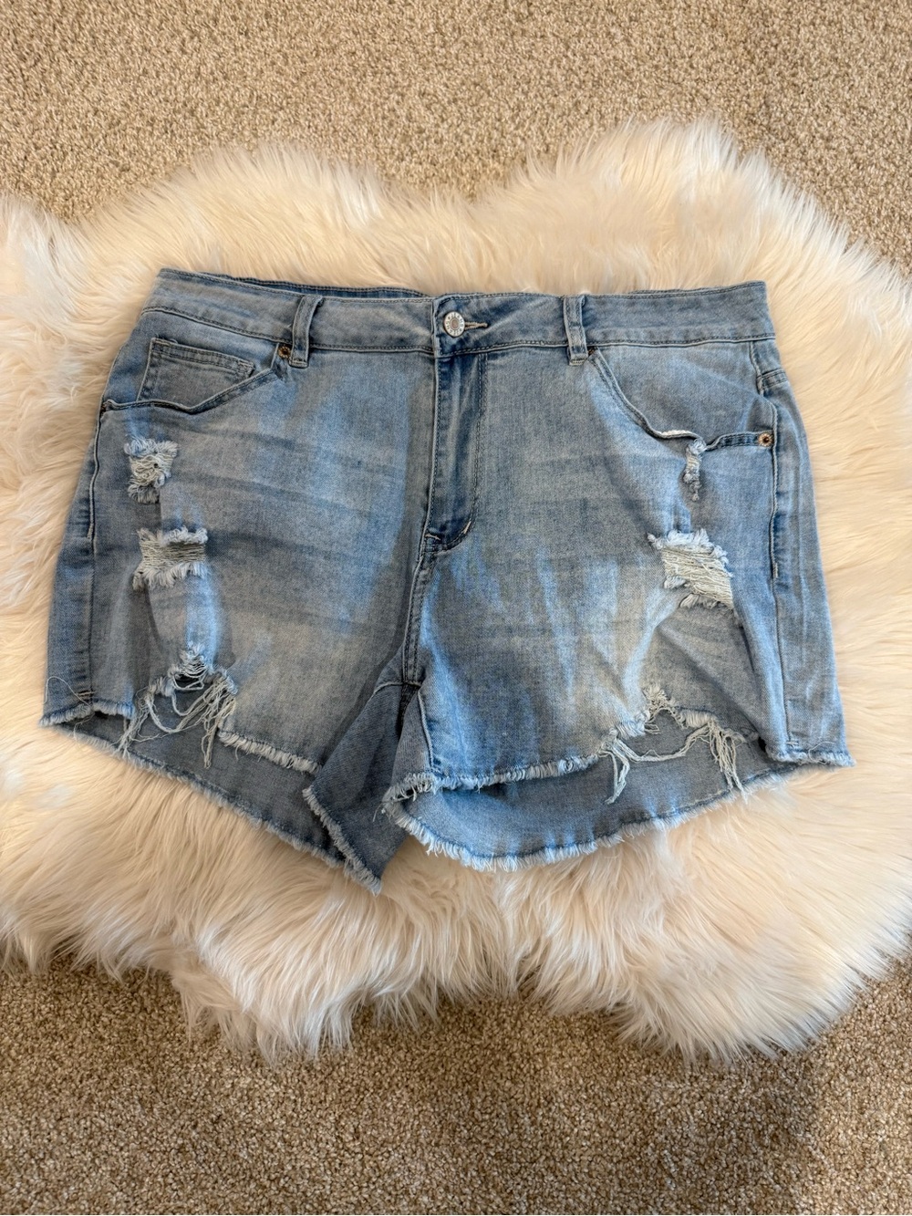 Distressed Light Blue Denim Women’s Shorts